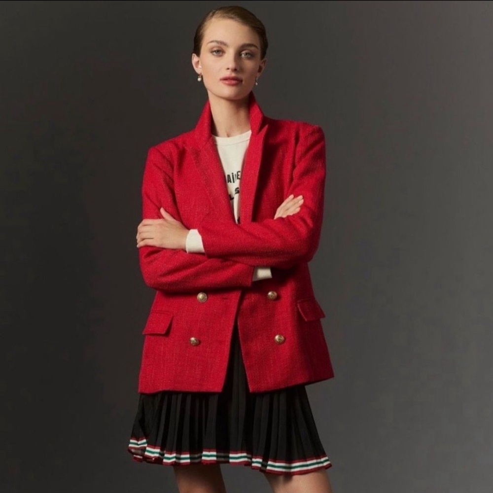 Bishop and Young  double breasted red tweed blazer size Medium